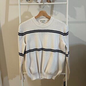 Fendi Perforated Cotton Knit Sweater –Ribbon Bow Round Neck – Size 38